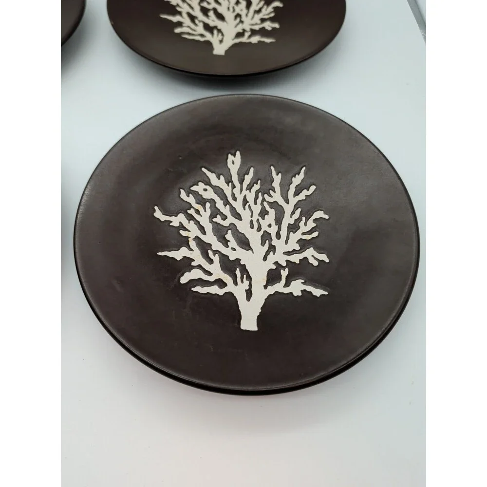 Z Gallerie Salad Plates Brown Coral Branches Set Of 4 Ocean Beach Salt Water